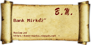 Bank Mirkó névjegykártya